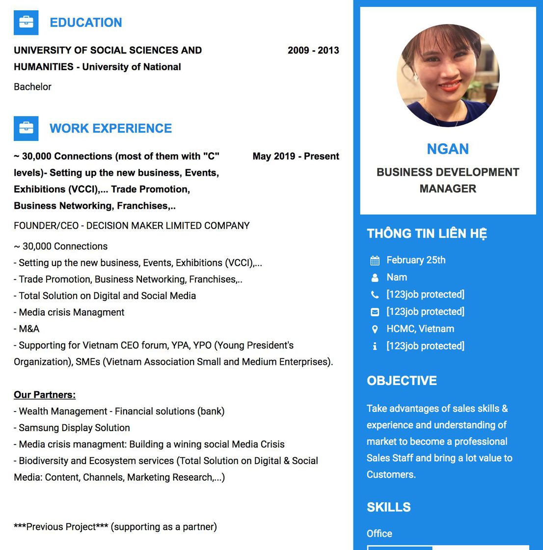 Gợi ý cách viết Mẫu CV tham khảo BUSINESS DEVELOPMENT MANAGER 
