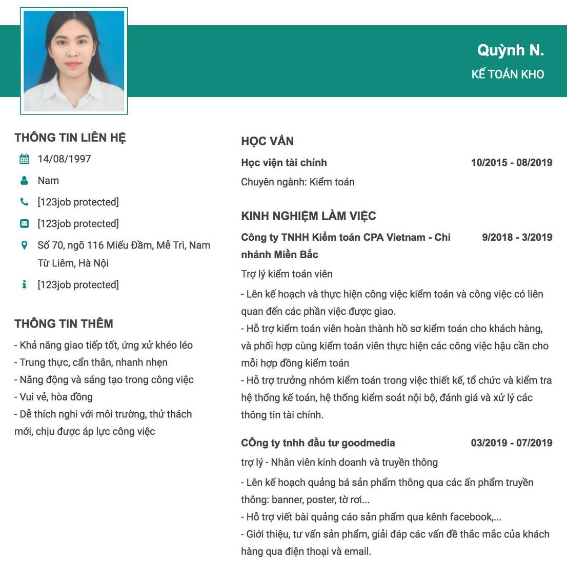 Gợi ý cách viết Mẫu CV tham khảo Kế toán kho 