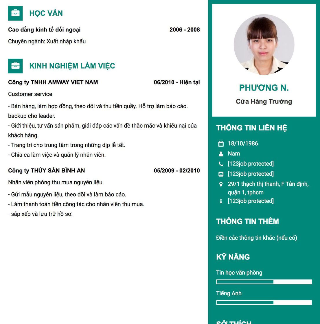 Gợi ý cách viết Mẫu CV tham khảo cửa hàng trưởng 