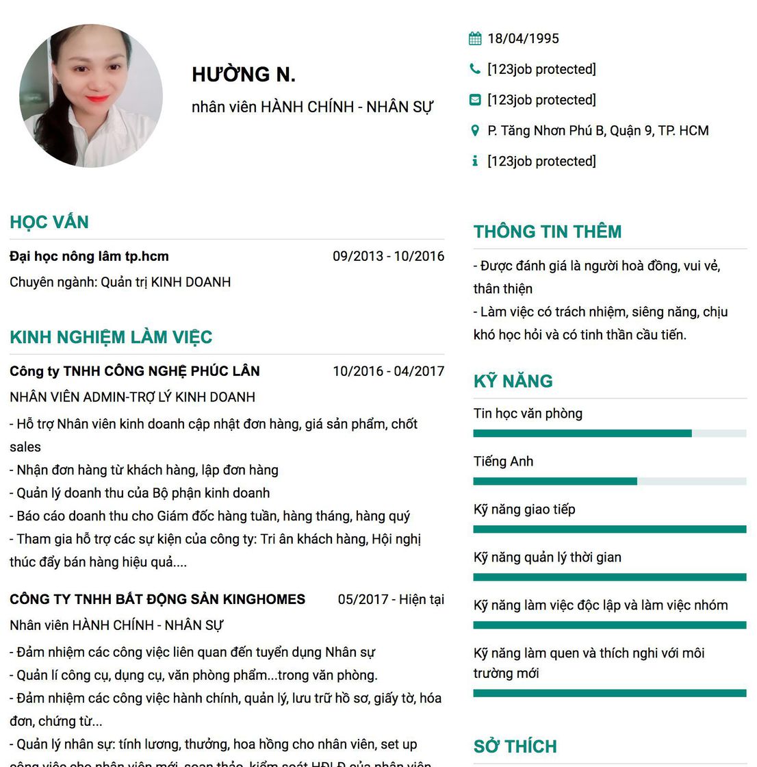 Gợi ý cách viết Mẫu CV tham khảo nhân viên HÀNH CHÍNH - NHÂN SỰ 