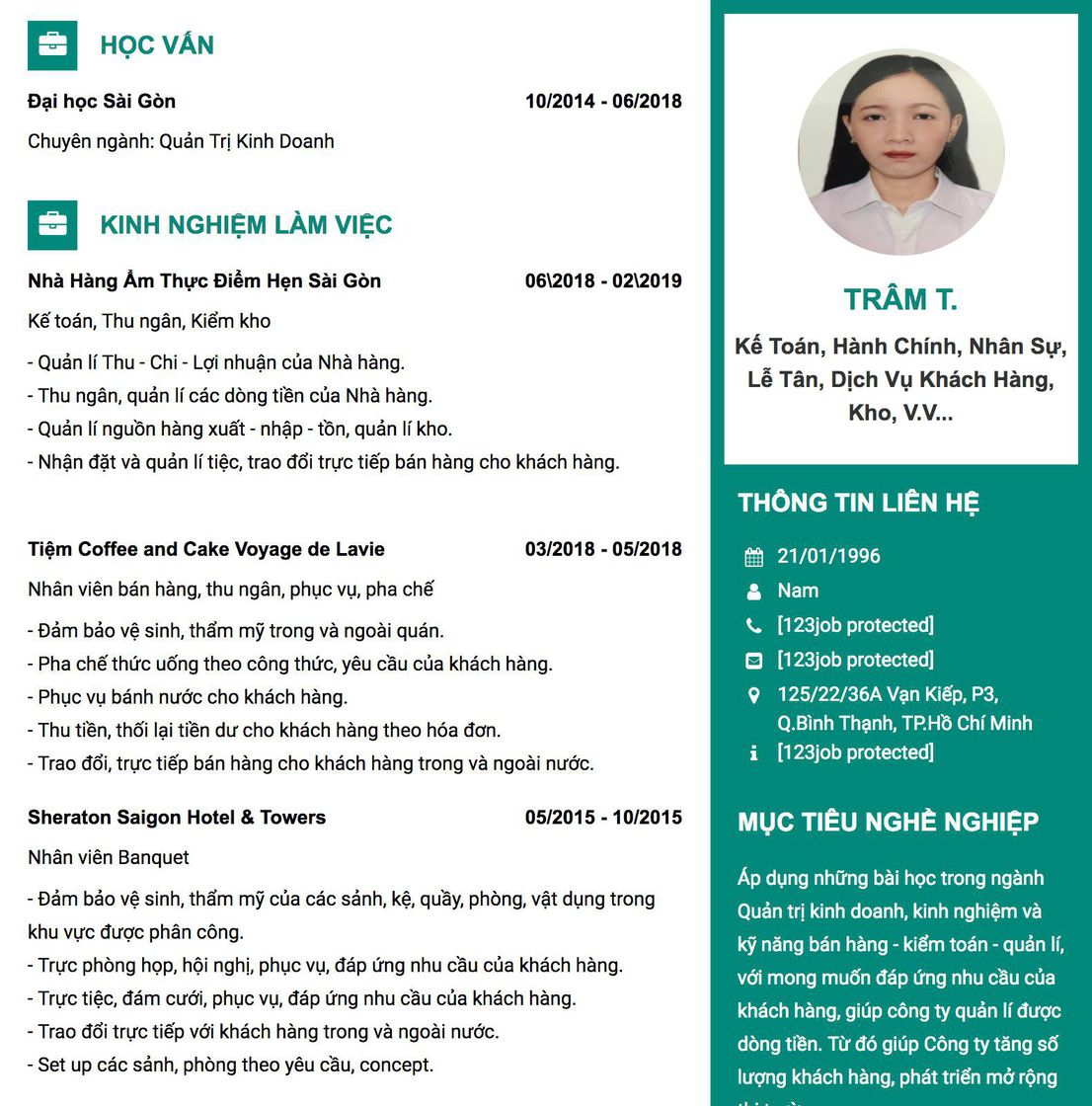 Gợi ý cách viết Mẫu CV tham khảo Kế toán, Hành chính, Nhân sự, Lễ tân, Dịch vụ Khách hàng, Kho, v.v... 