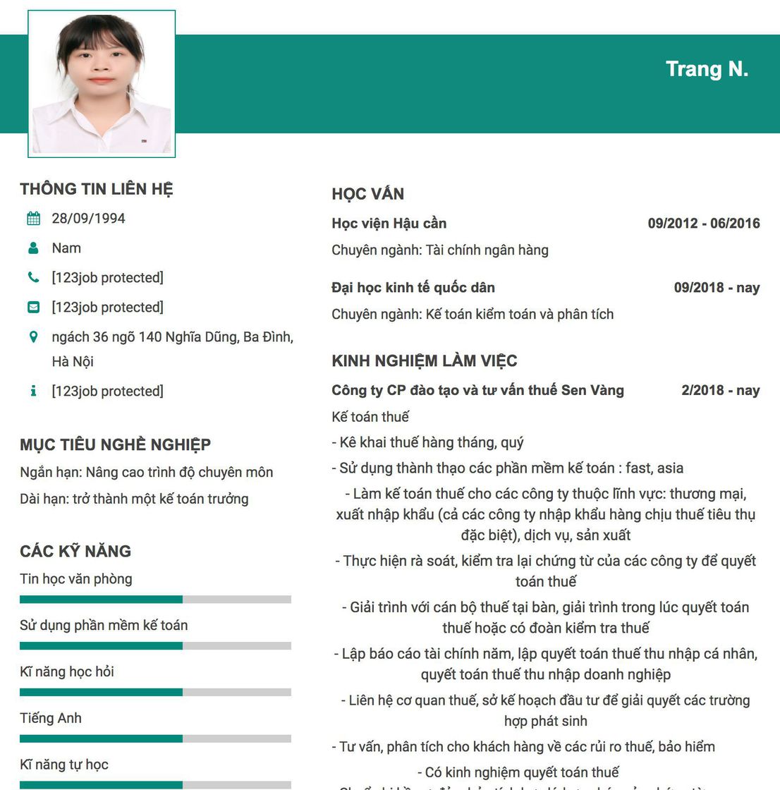 Gợi ý cách viết Mẫu CV tham khảo Kế toán thuế 