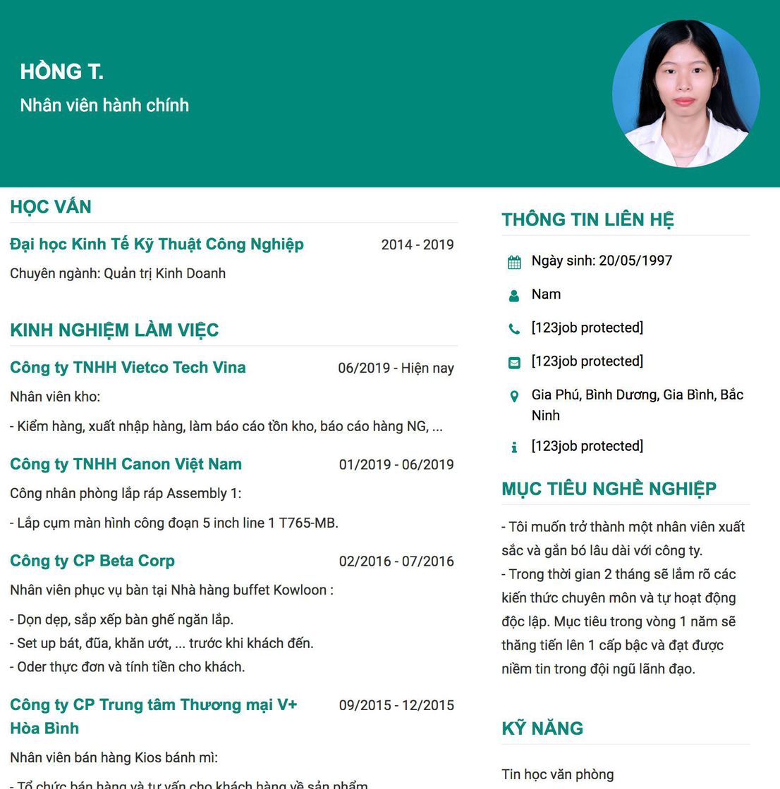 Gợi ý cách viết Mẫu CV tham khảo Nhân viên hành chính 