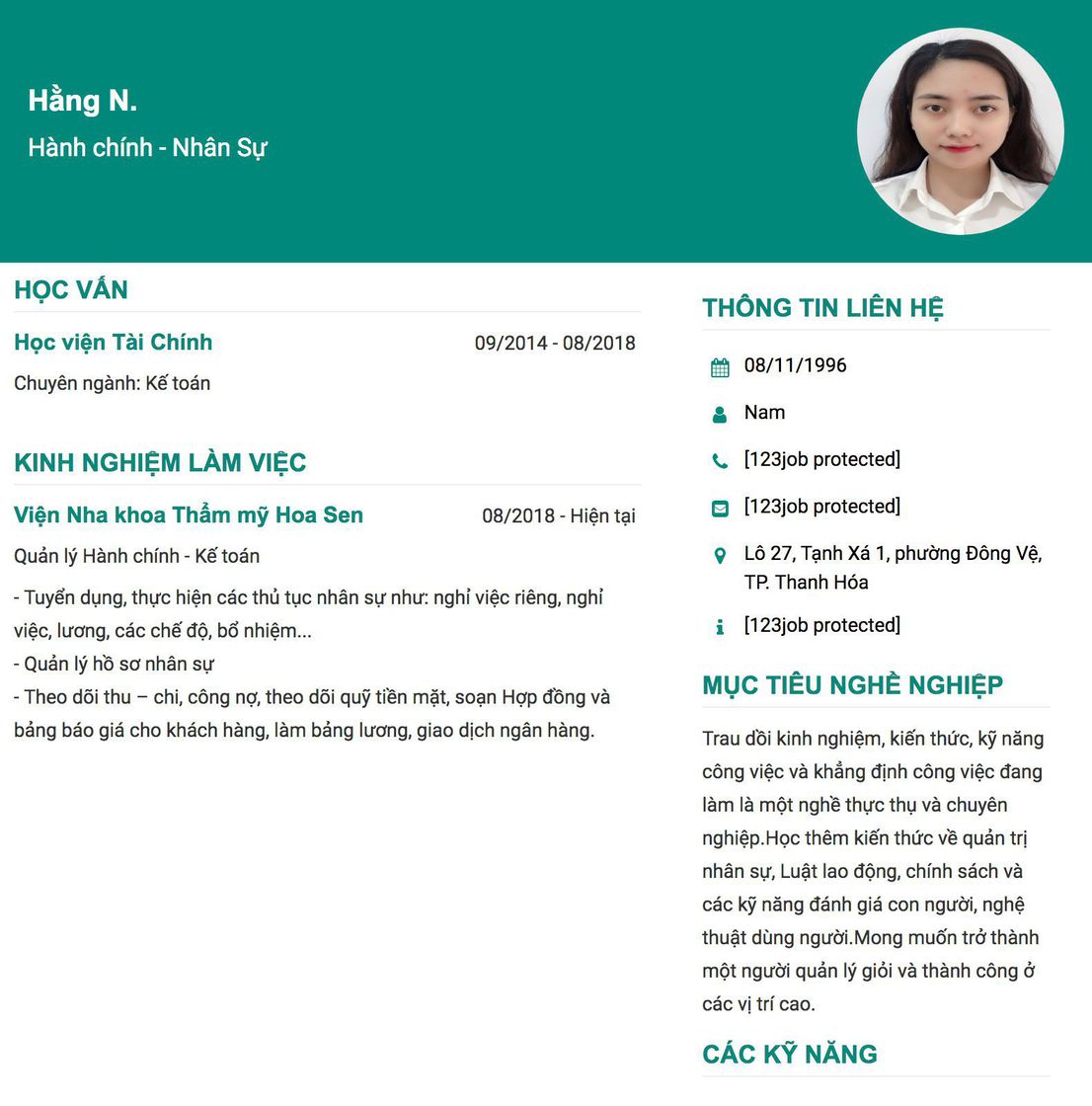 Gợi ý cách viết Mẫu CV tham khảo Hành chính - Nhân Sự 