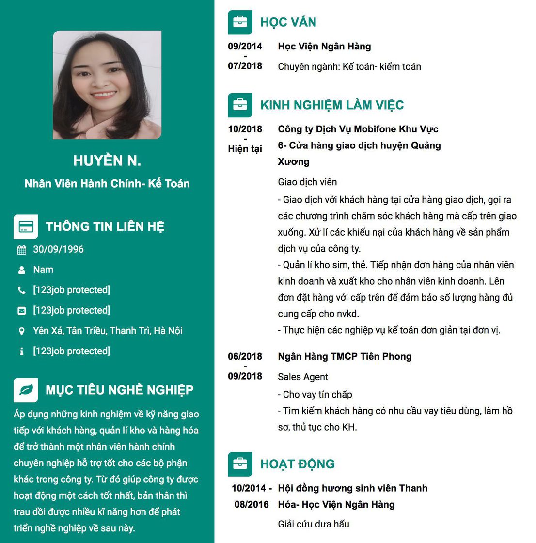 Gợi ý cách viết Mẫu CV tham khảo Nhân viên hành chính- kế toán 