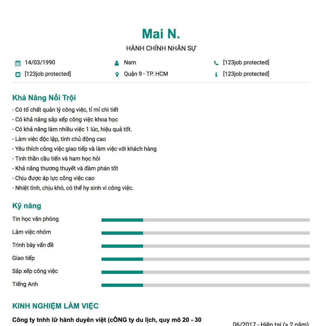 Gợi ý cách viết Mẫu CV tham khảo HÀNH CHÍNH NHÂN SỰ 