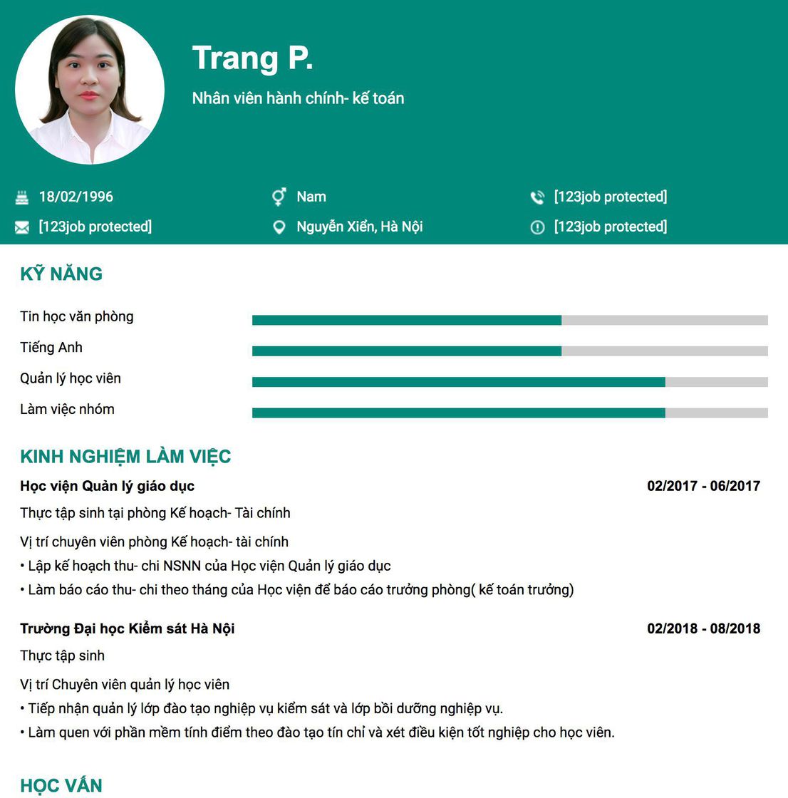 Gợi ý cách viết Mẫu CV tham khảo Nhân viên hành chính- kế toán 