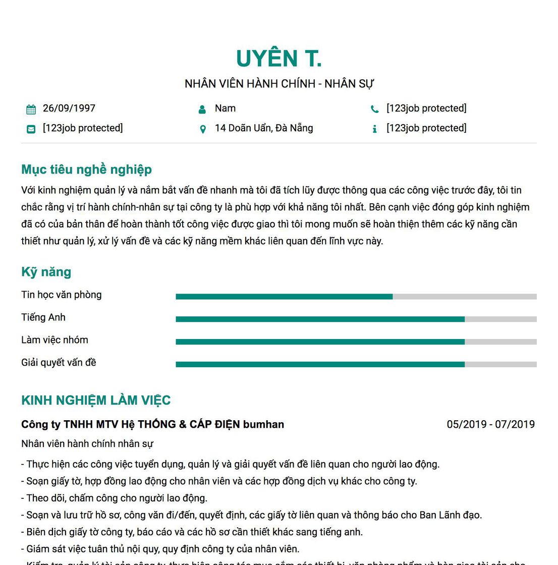 Gợi ý cách viết Mẫu CV tham khảo Nhân viên hành chính - nhân sự 