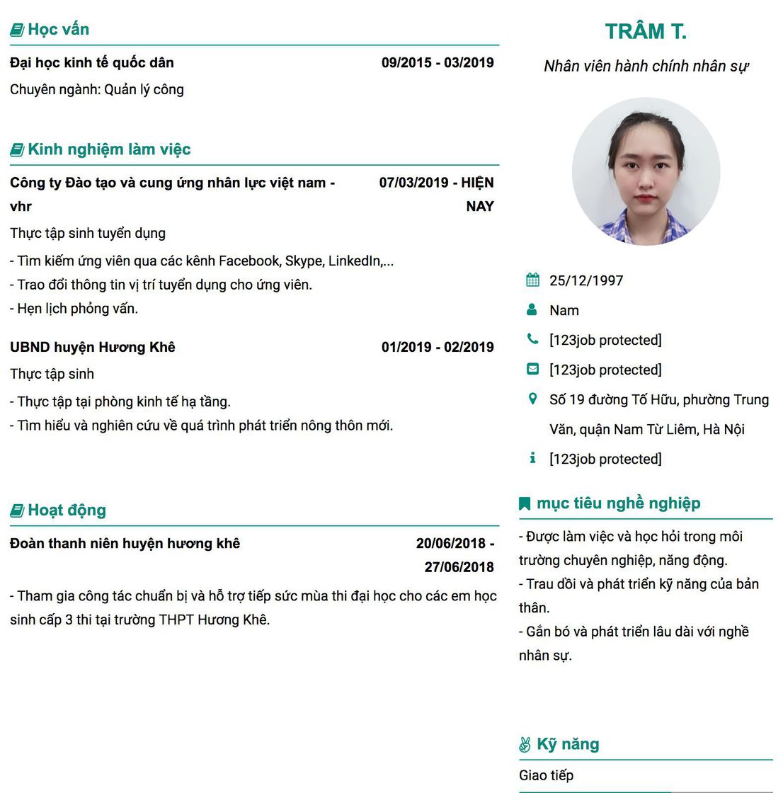 Gợi ý cách viết Mẫu CV tham khảo Nhân viên hành chính nhân sự 