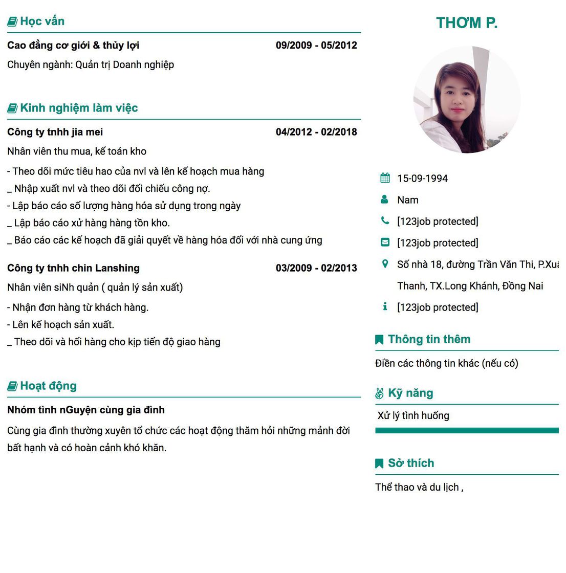 Gợi ý cách viết Mẫu CV tham khảo Nhân viên thu mua, kế toán kho