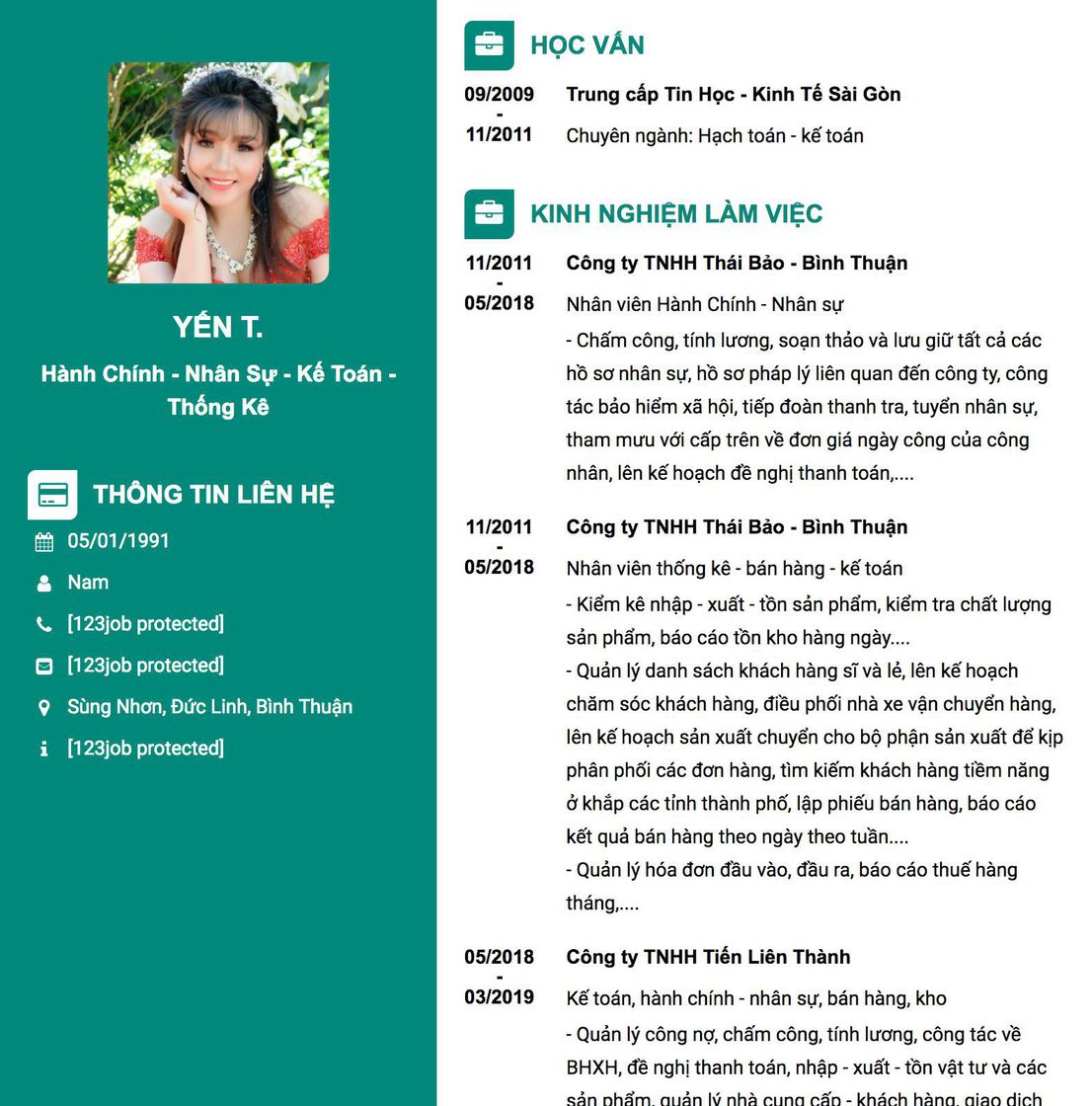 Gợi ý cách viết Mẫu CV tham khảo Hành Chính - Nhân sự - Kế toán - Thống kê 