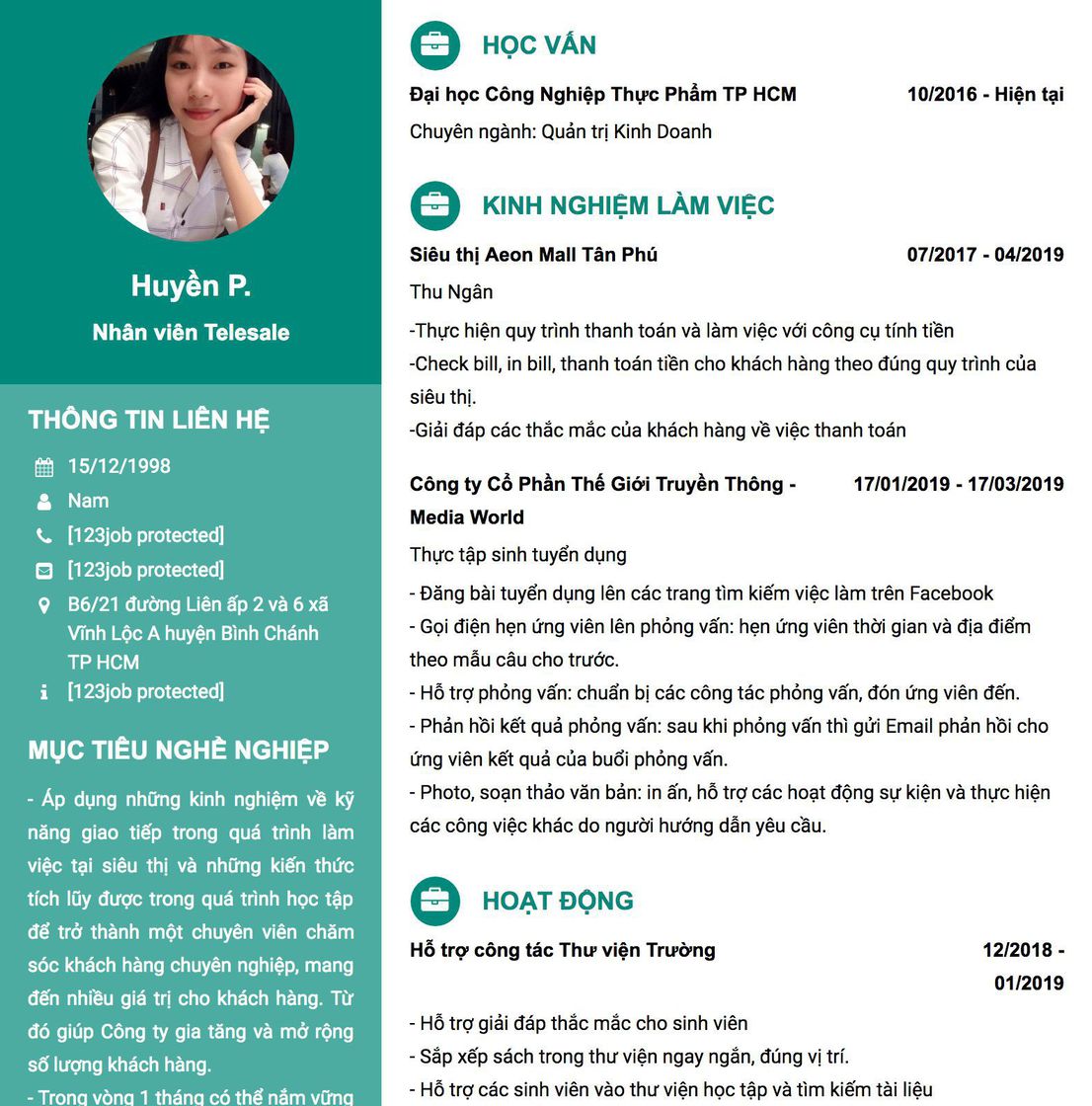 Gợi ý cách viết Mẫu CV tham khảo Nhân viên Telesale 