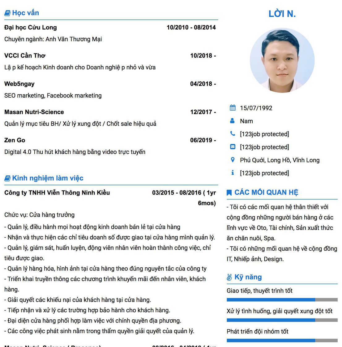 Gợi ý cách viết Mẫu CV tham khảo Chức vụ: Cửa hàng trưởng 