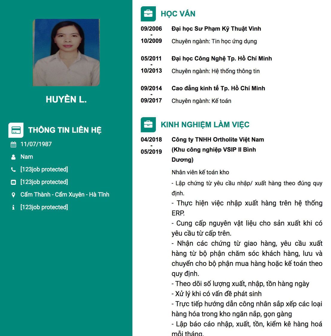 Gợi ý cách viết Mẫu CV tham khảo Nhân viên kế toán kho 