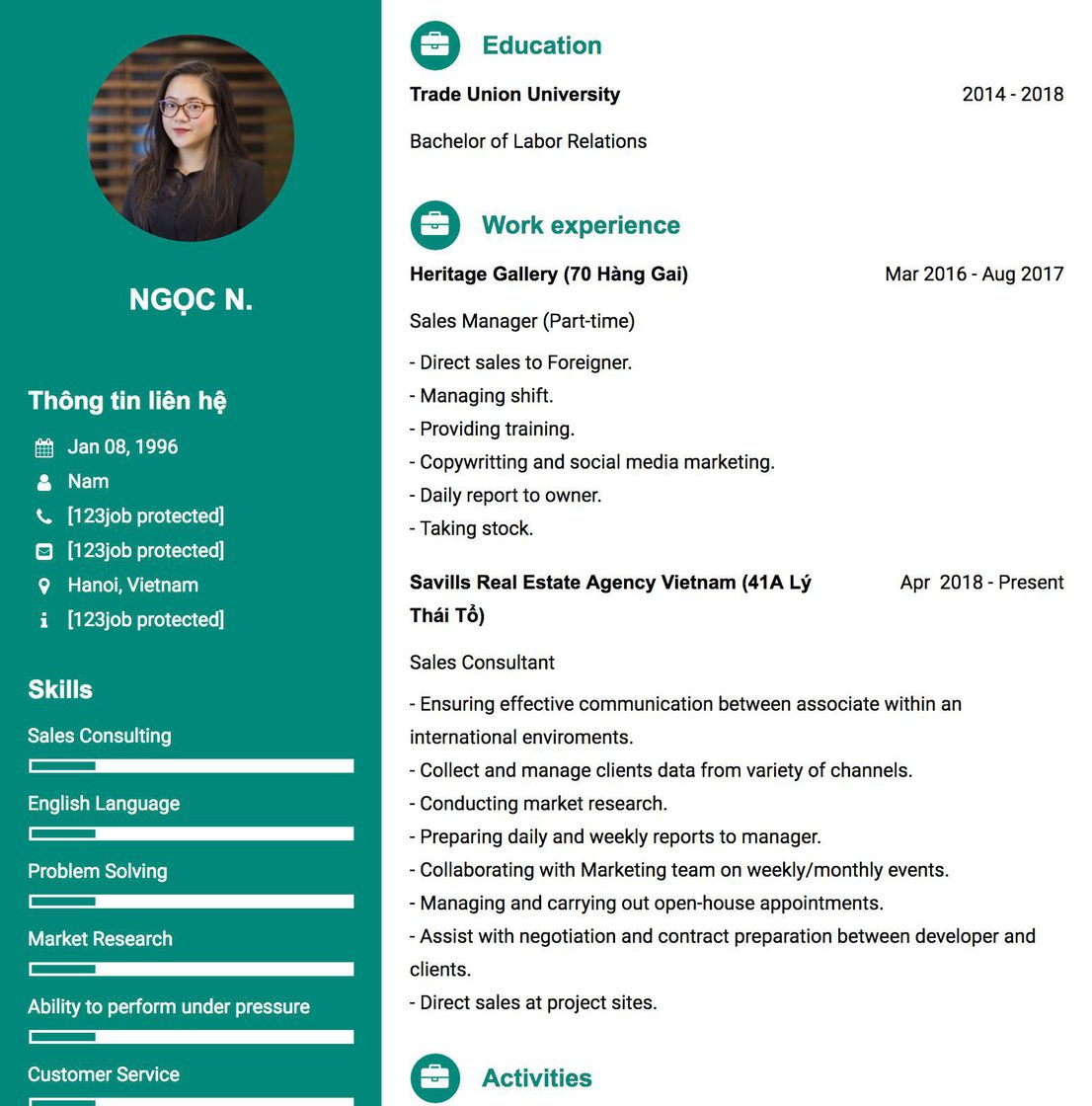 Gợi ý cách viết Mẫu CV tham khảo Sales Manager (Part-time) 