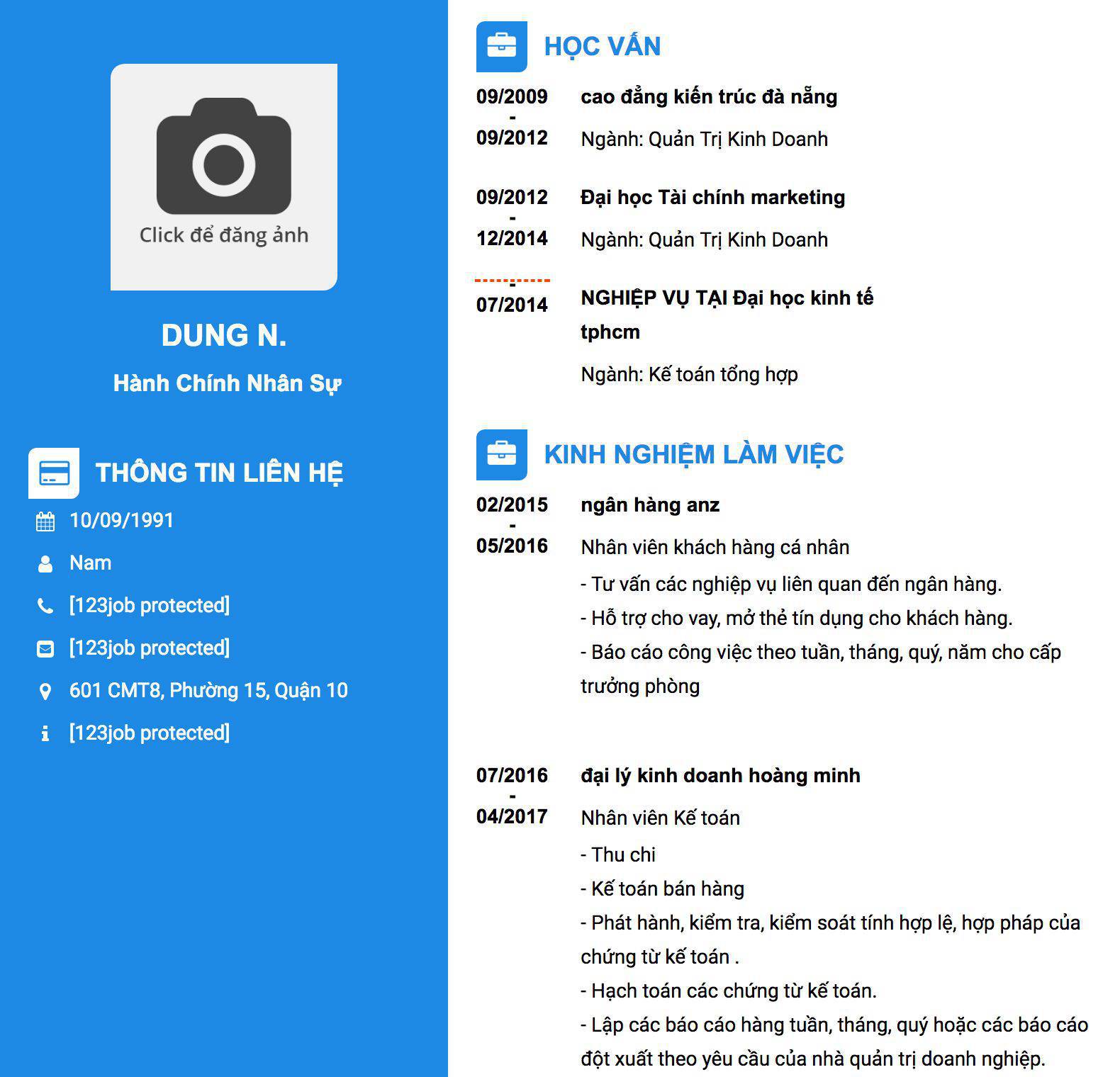 Gợi ý cách viết Mẫu CV tham khảo &nbsp;Hành Chính Nhân Sự 