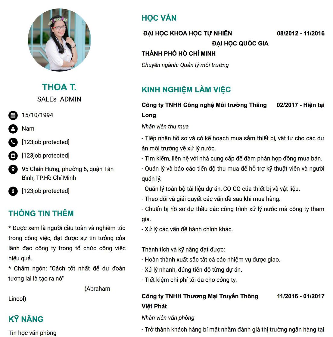 Gợi ý cách viết Mẫu CV tham khảo SALEs&nbsp; ADMIN 