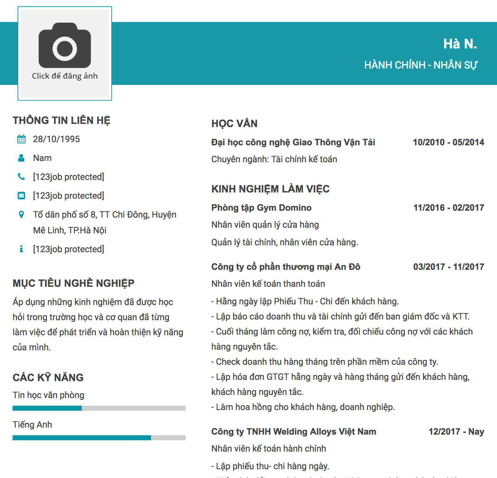 Gợi ý cách viết Mẫu CV tham khảo Hành chính - nhân sự 