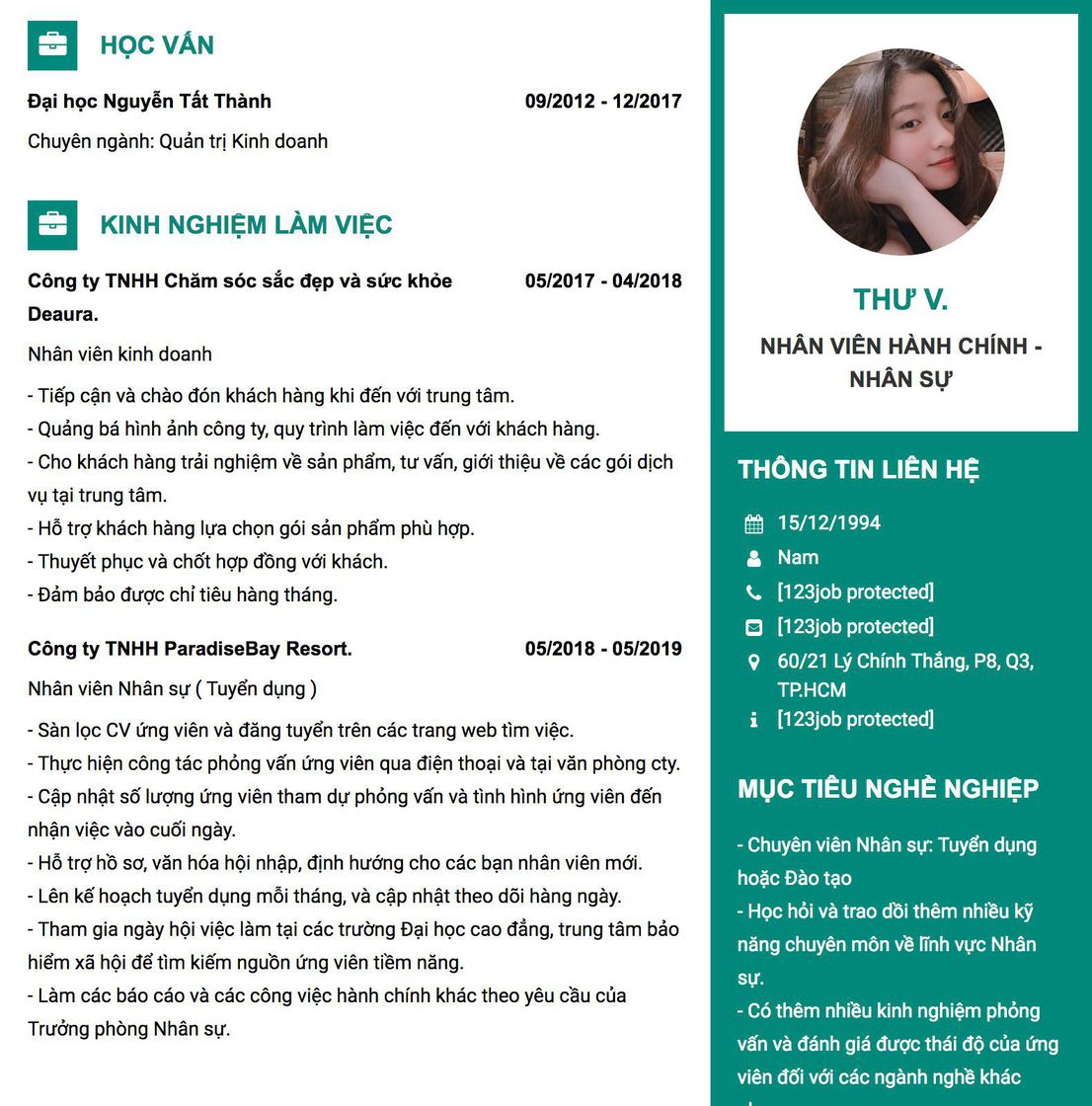 Gợi ý cách viết Mẫu CV tham khảo NHÂN VIÊN HÀNH CHÍNH - NHÂN SỰ 