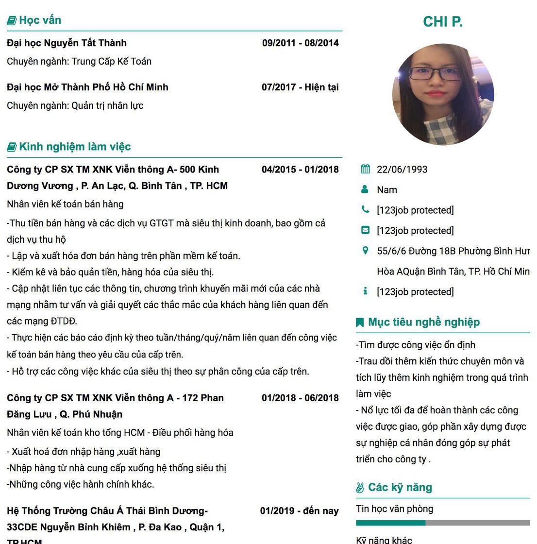 Gợi ý cách viết Mẫu CV tham khảo Nhân viên kế toán bán hàng 