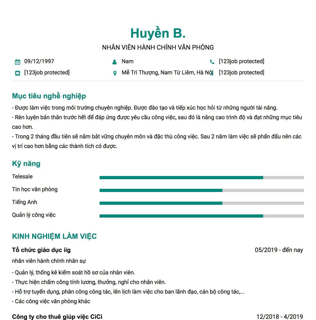 Gợi ý cách viết Mẫu CV tham khảo Nhân viên hành chính văn phòng 