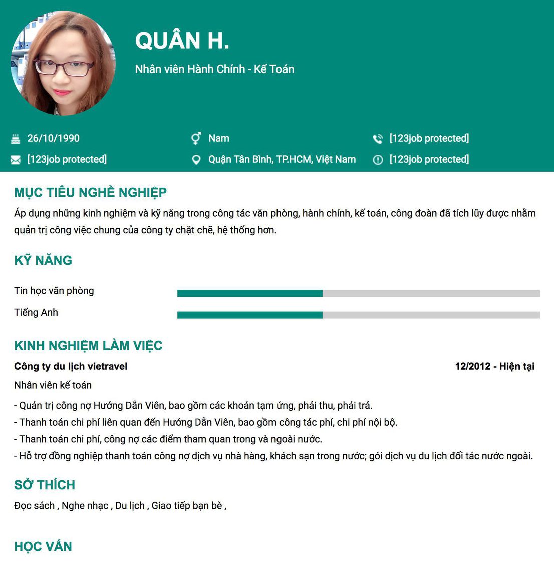 Gợi ý cách viết Mẫu CV tham khảo Nhân viên Hành Chính - Kế Toán 