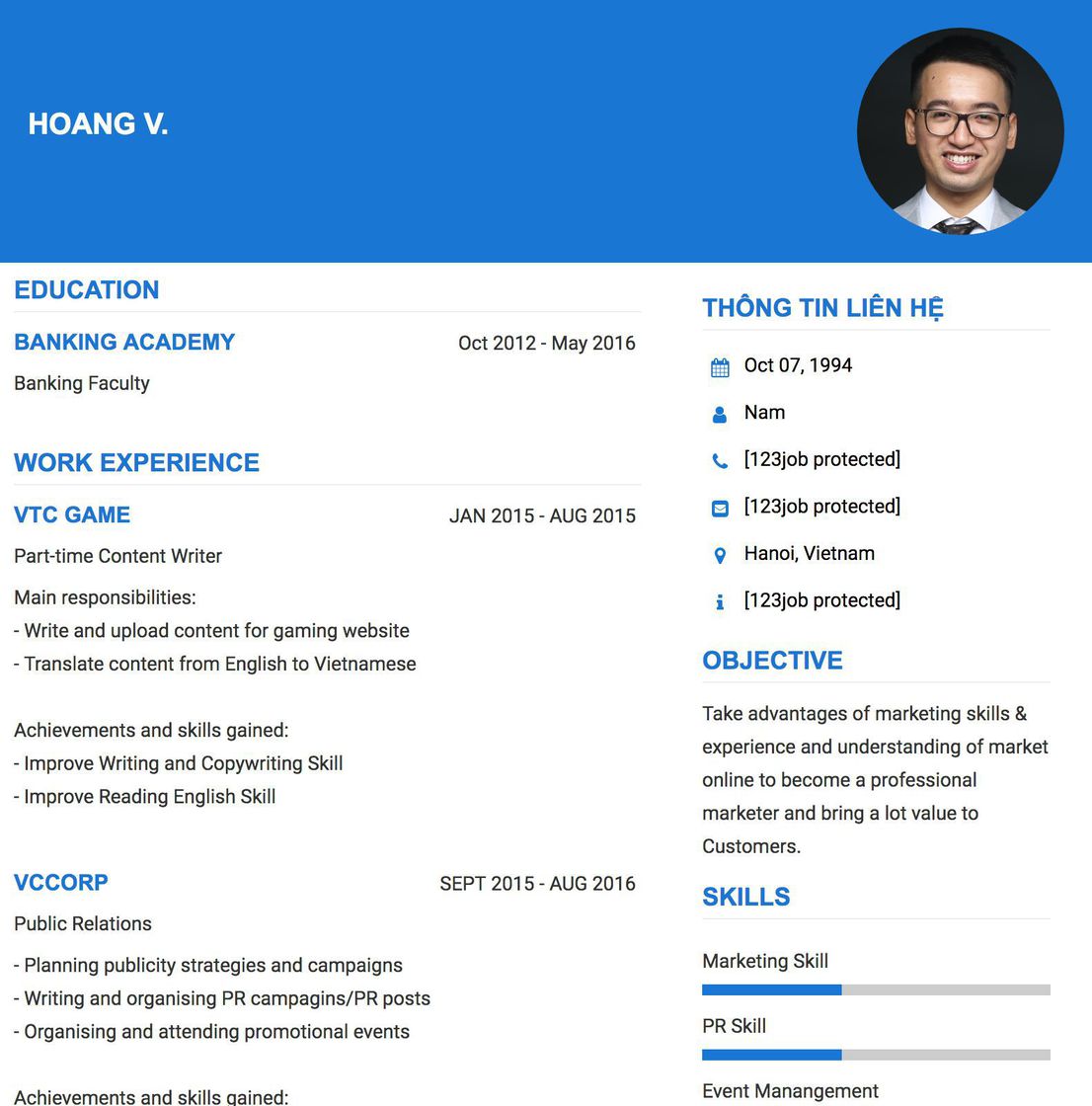 Gợi ý cách viết Mẫu CV tham khảo Part-time Content Writer 