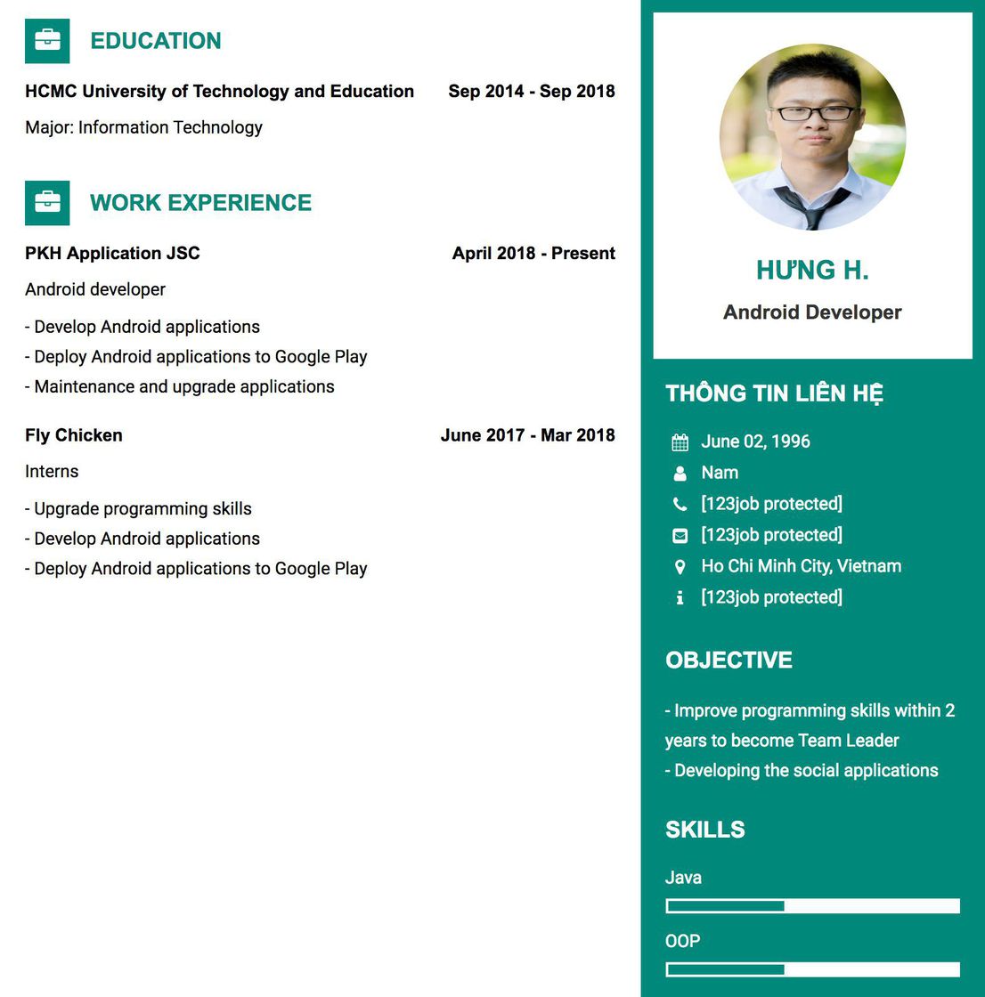 Gợi ý cách viết Mẫu CV tham khảo Android Developer 