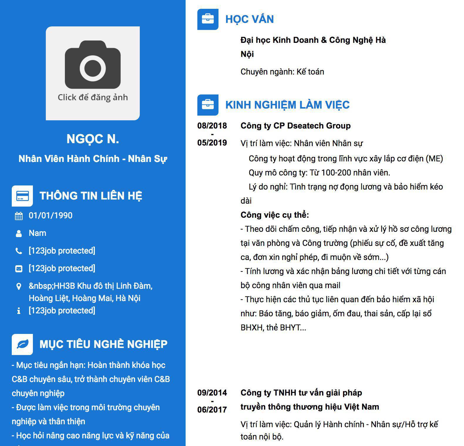 Gợi ý cách viết Mẫu CV tham khảo Nhân viên Hành chính - Nhân sự 