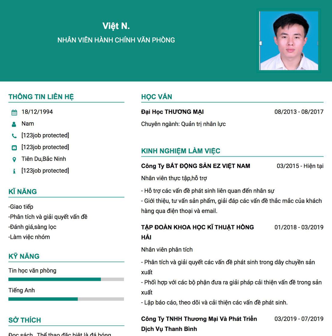 Gợi ý cách viết Mẫu CV tham khảo Nhân viên hành chính văn phòng 