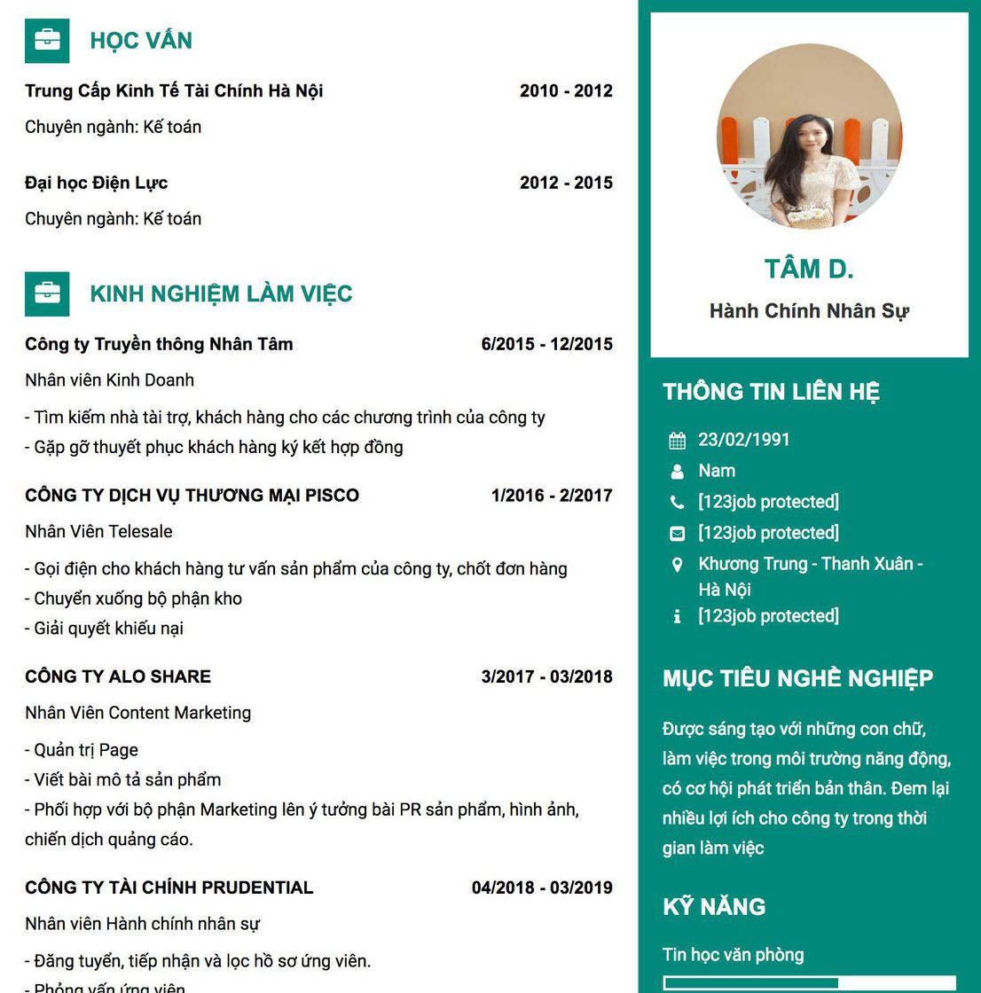 Gợi ý cách viết Mẫu CV tham khảo Hành chính nhân sự 