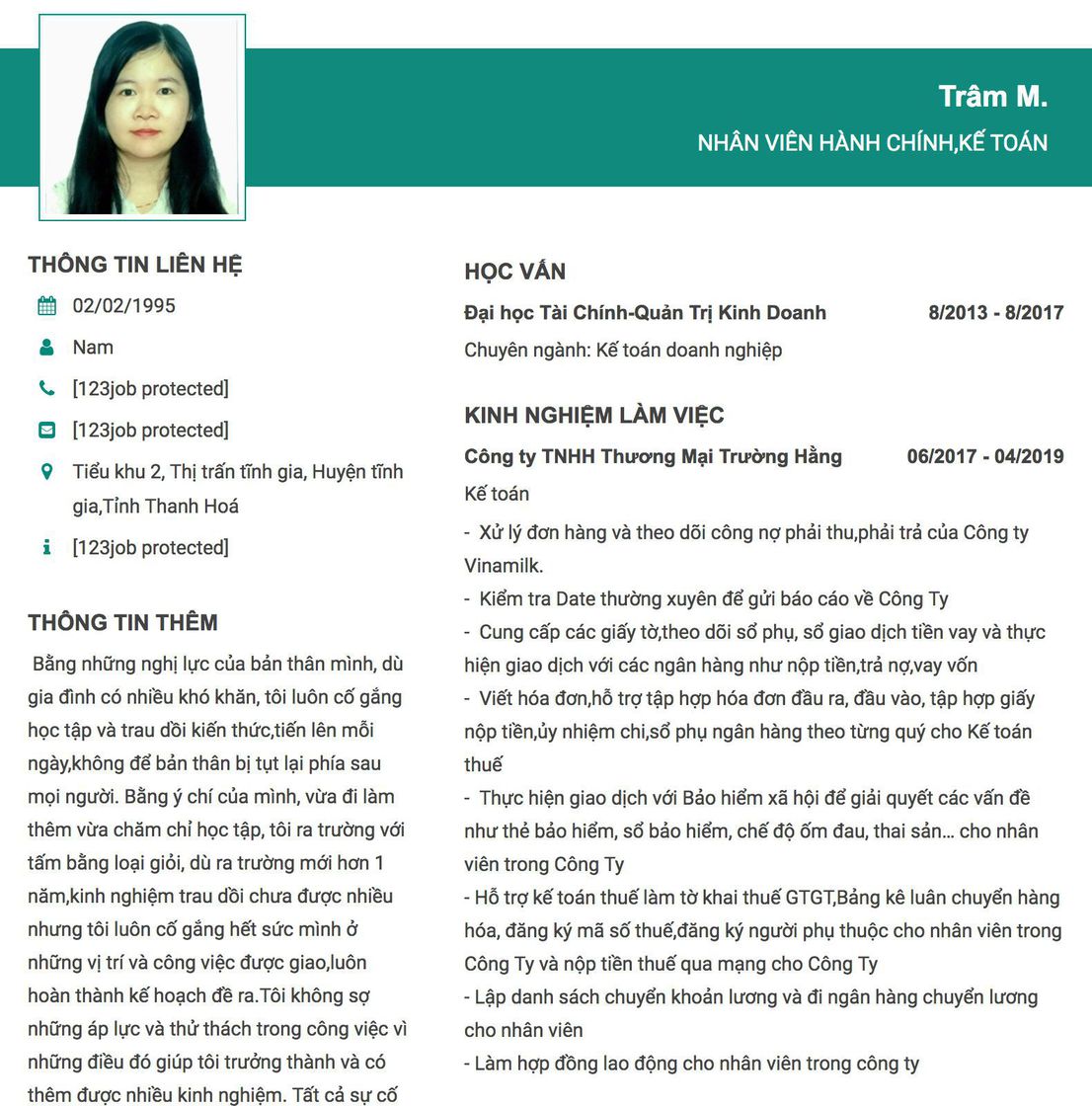 Gợi ý cách viết Mẫu CV tham khảo Nhân viên hành chính,kế toán 