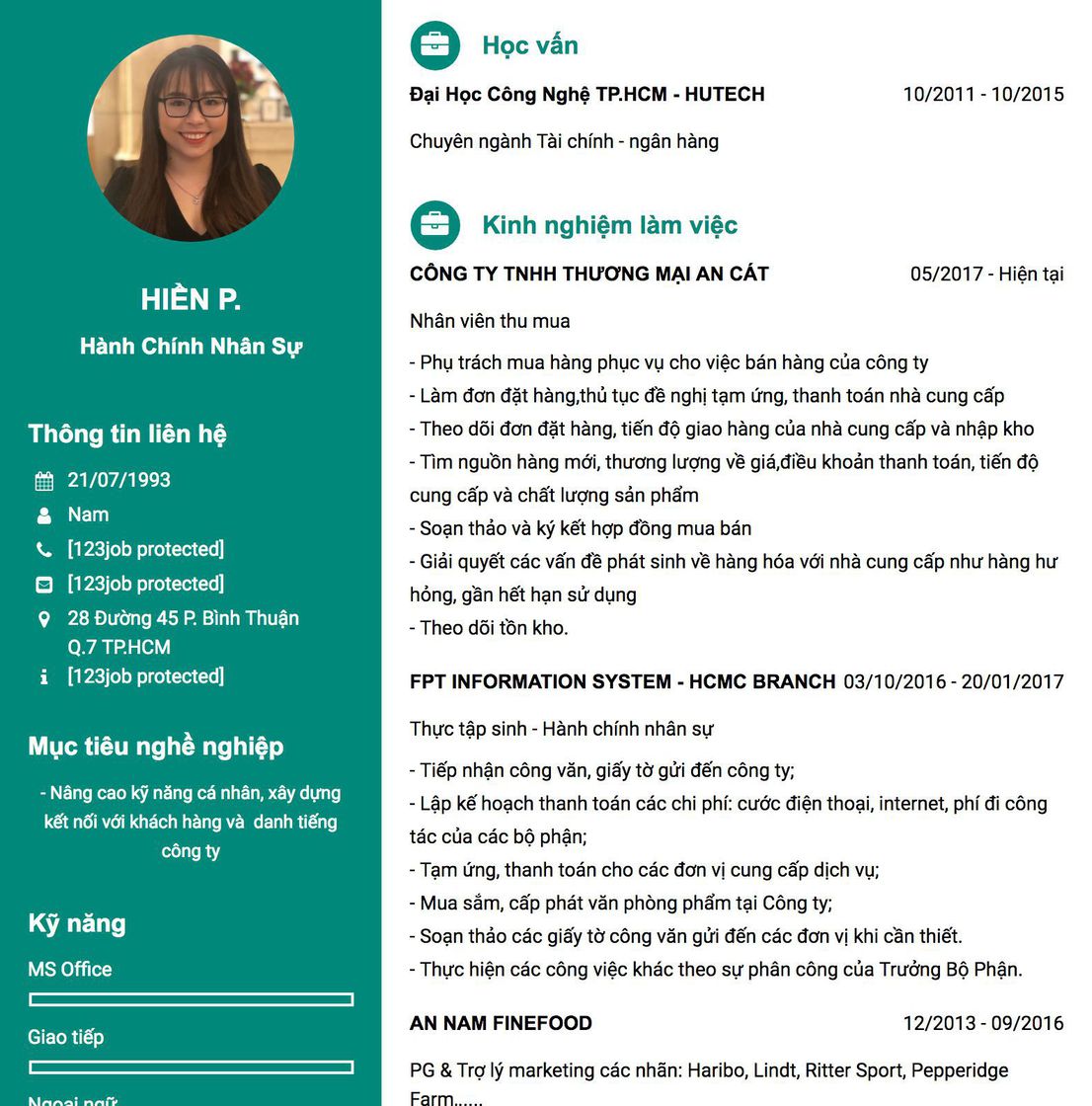 Gợi ý cách viết Mẫu CV tham khảo Hành chính nhân sự 