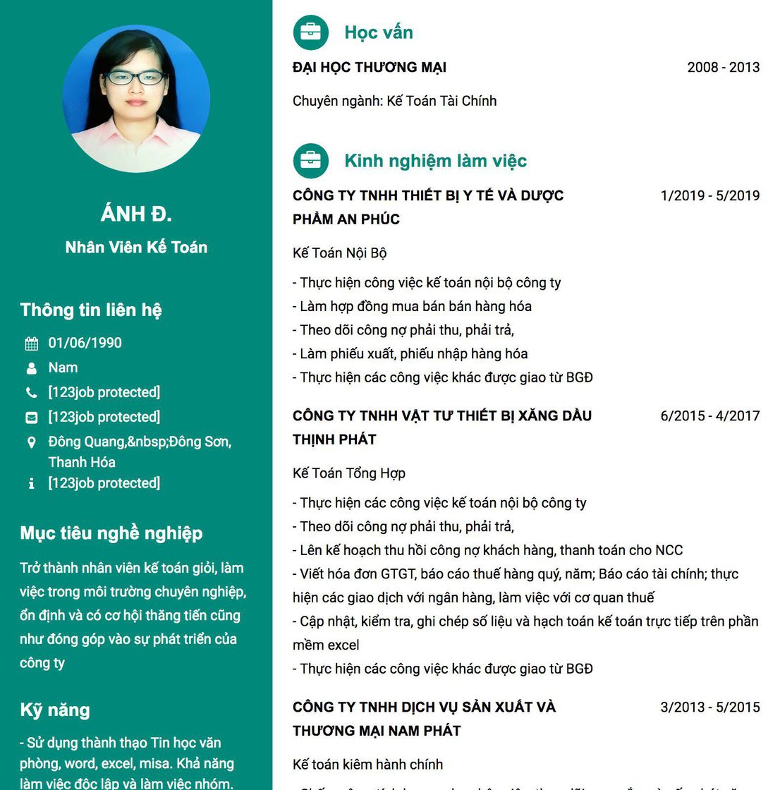 Gợi ý cách viết Mẫu CV tham khảo Nhân viên Kế toán 