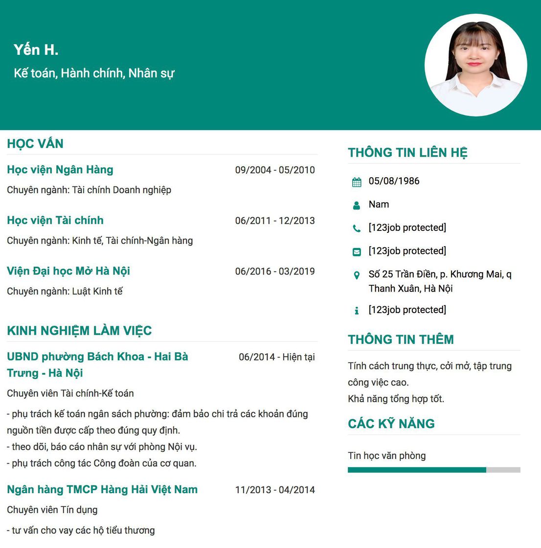 Gợi ý cách viết Mẫu CV tham khảo Kế toán, Hành chính, Nhân sự 