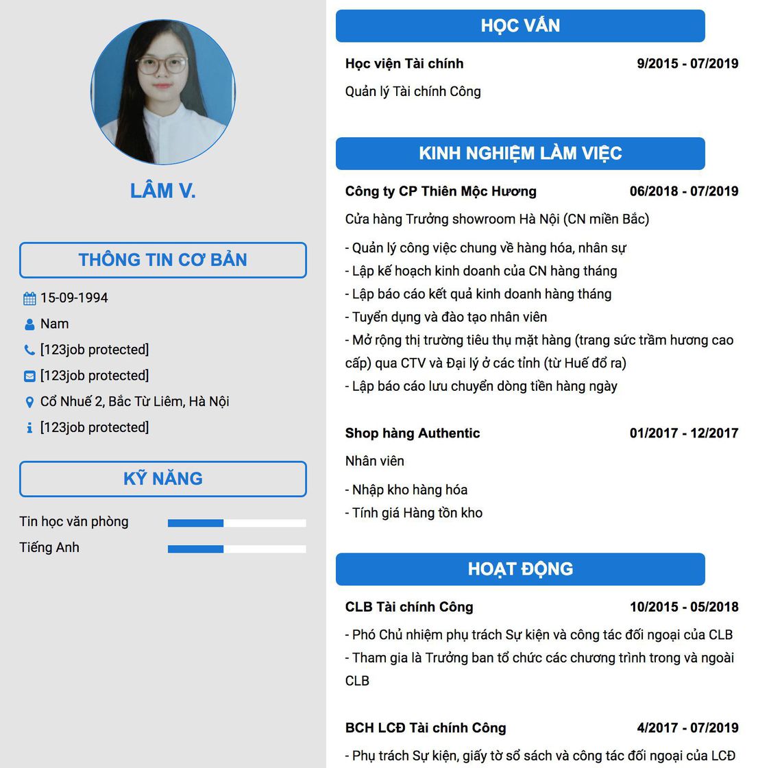 Gợi ý cách viết Mẫu CV tham khảo Cửa hàng Trưởng showroom Hà Nội (CN miền Bắc) 