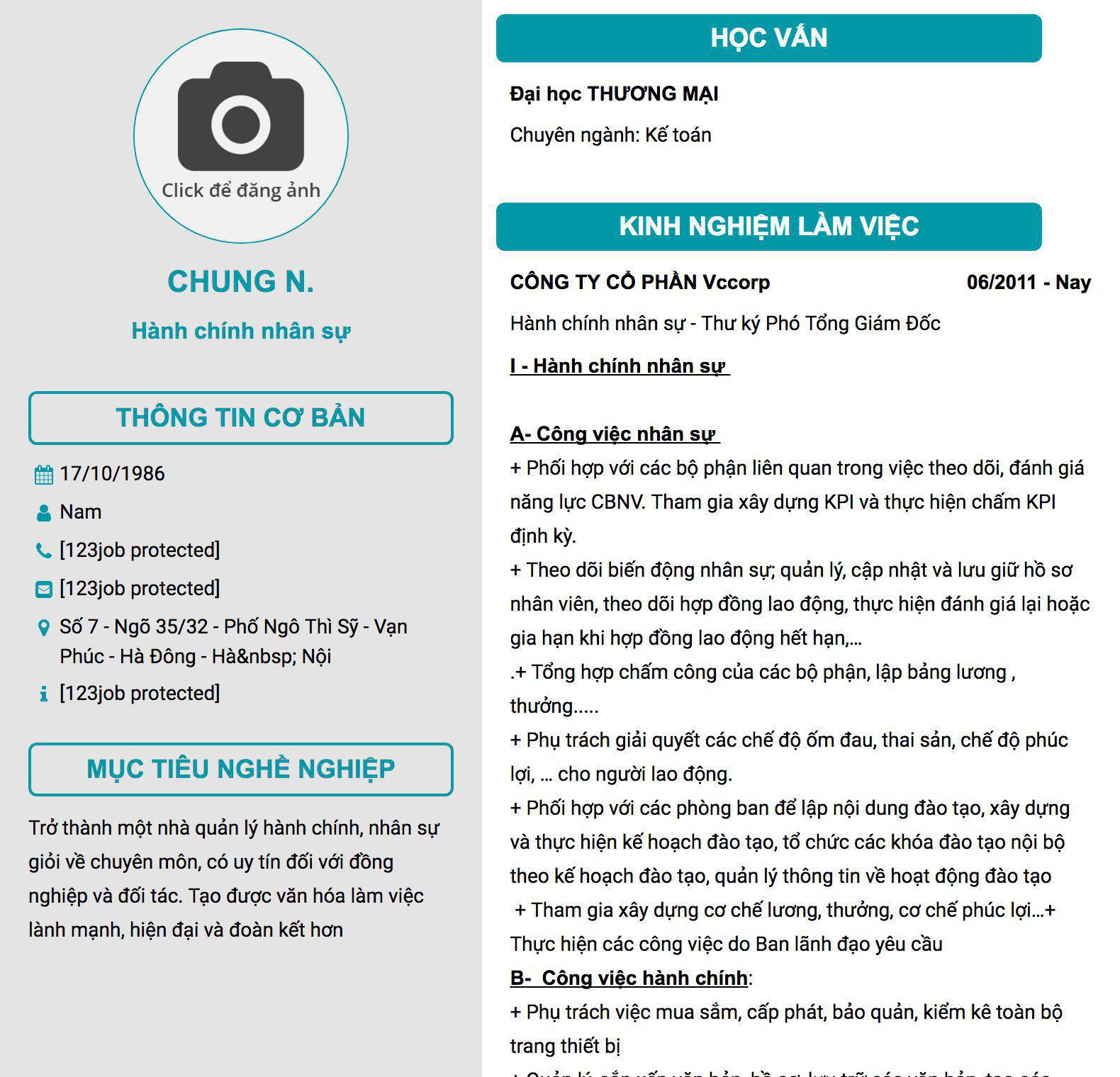 Gợi ý cách viết Mẫu CV tham khảo Hành chính nhân sự 