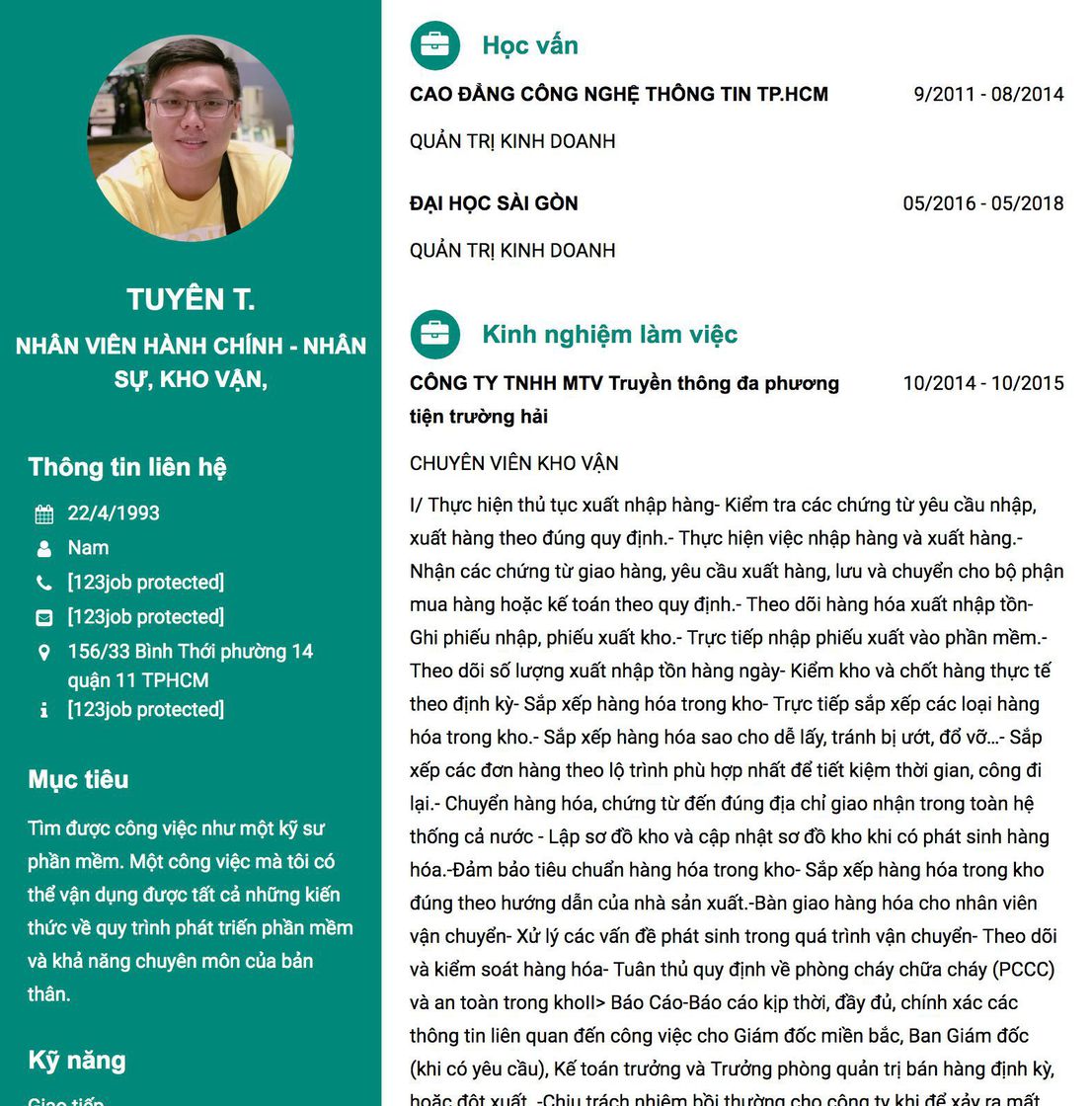 Gợi ý cách viết Mẫu CV tham khảo nHÂN VIÊN HÀNH CHÍNH - NHÂN SỰ, KHO VẬN, 