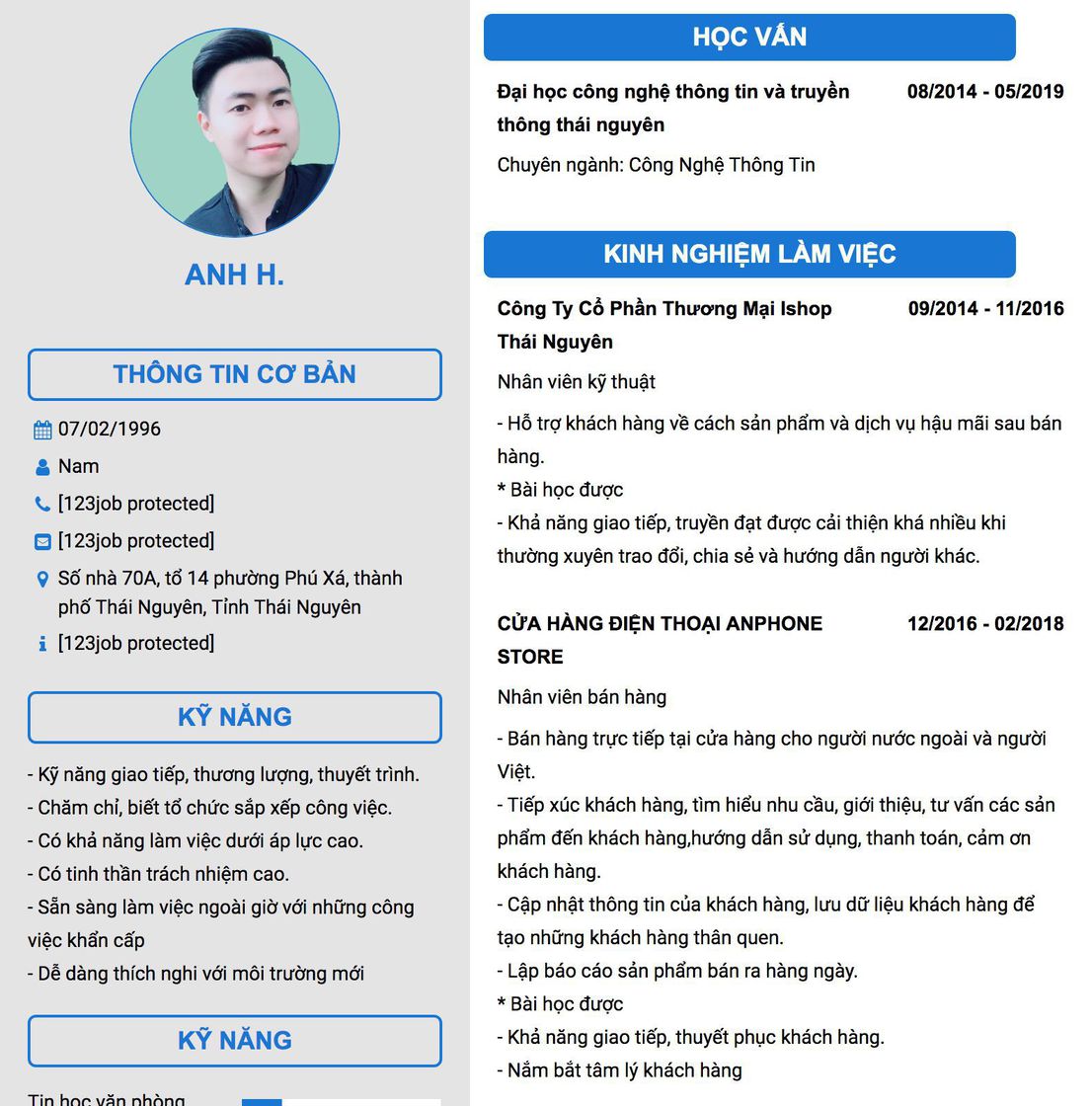 Gợi ý cách viết Mẫu CV tham khảo Nhân viên kỹ thuật 