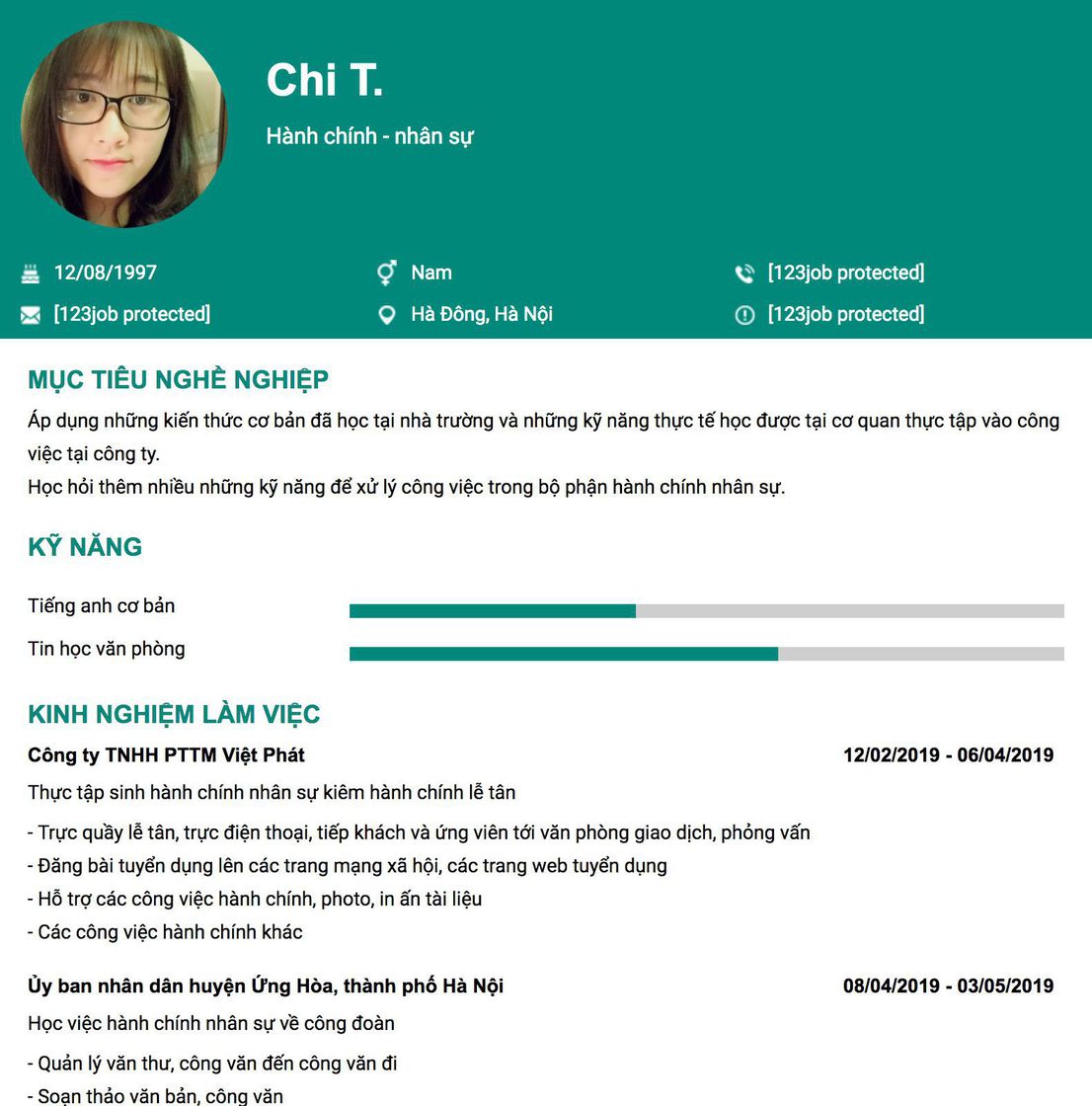 Gợi ý cách viết Mẫu CV tham khảo Hành chính - nhân sự 