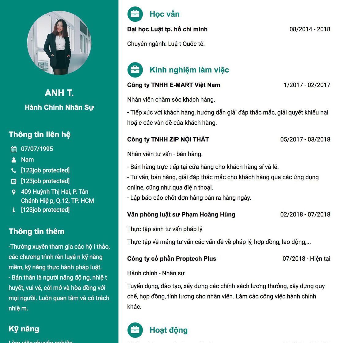 Gợi ý cách viết Mẫu CV tham khảo hành chính nhân sự 