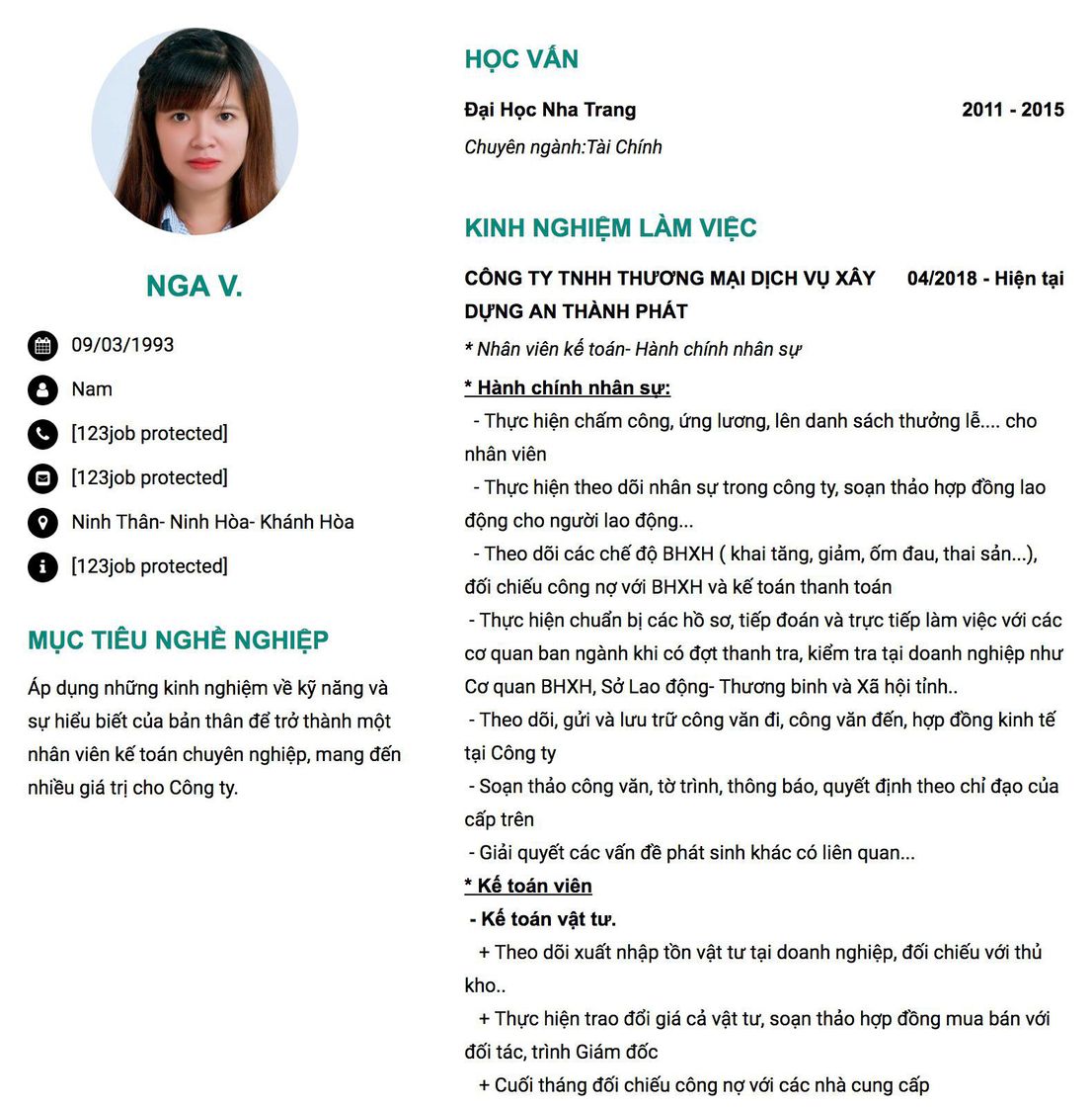 Gợi ý cách viết Mẫu CV tham khảo * Nhân viên kế toán- Hành chính nhân sự 