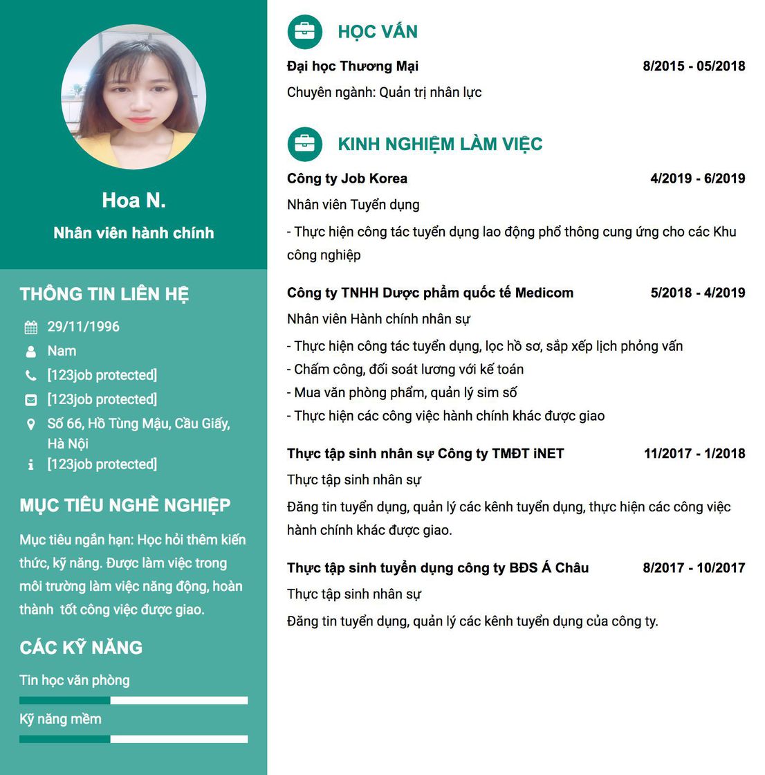 Gợi ý cách viết Mẫu CV tham khảo Nhân viên hành chính 