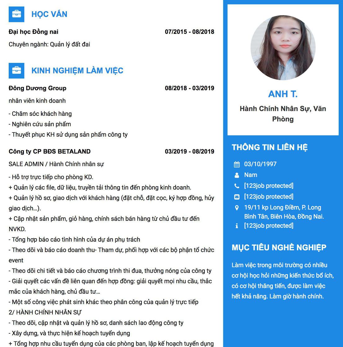 Gợi ý cách viết Mẫu CV tham khảo Hành chính nhân sự, văn phòng 