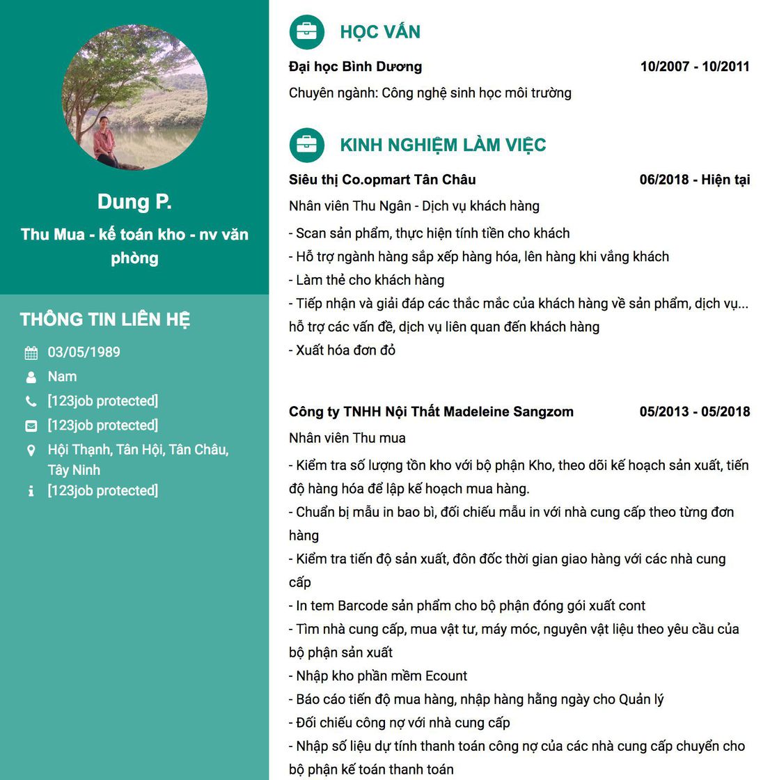 Gợi ý cách viết Mẫu CV tham khảo Thu Mua - kế toán kho - nv văn phòng 