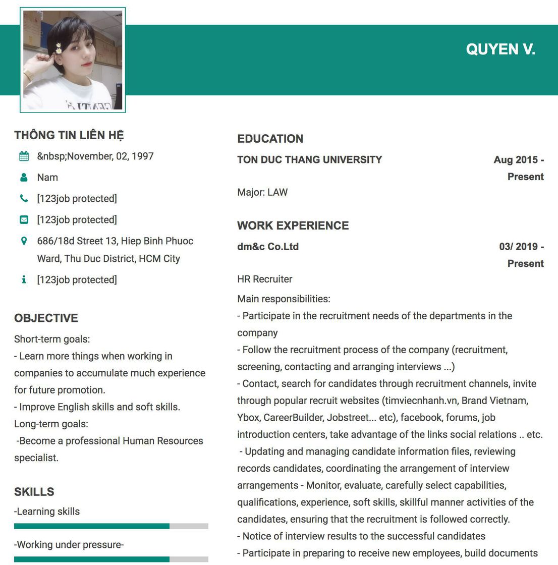 Gợi ý cách viết Mẫu CV tham khảo HR Recruiter 