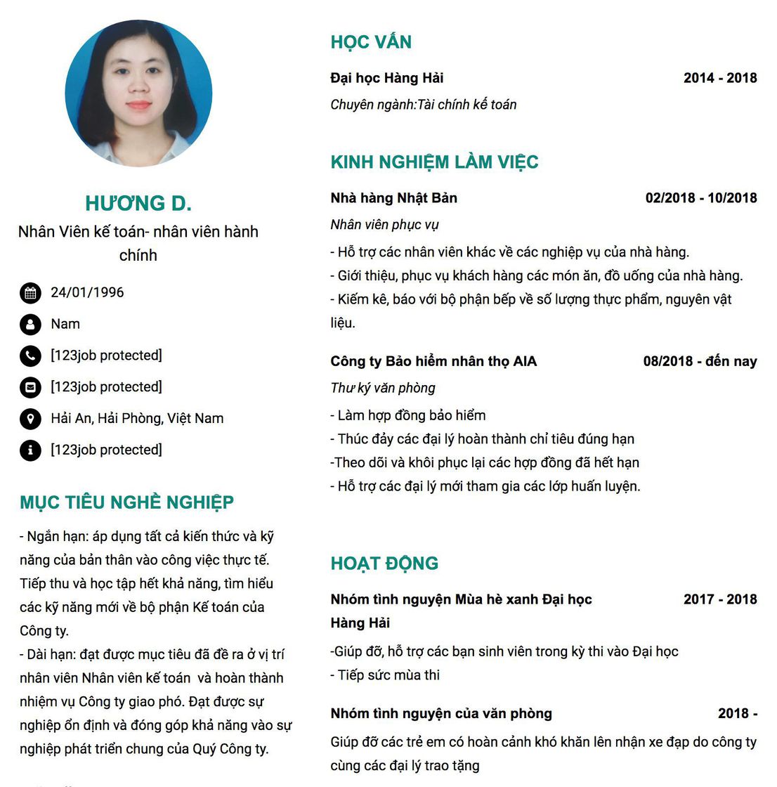 Gợi ý cách viết Mẫu CV tham khảo Nhân Viên kế toán- nhân viên hành chính 