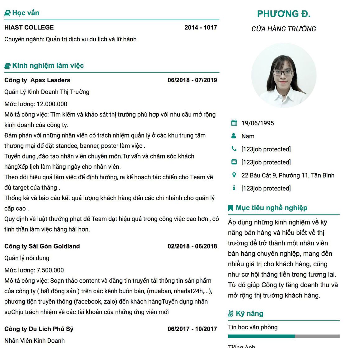 Gợi ý cách viết Mẫu CV tham khảo CỬA HÀNG TRƯỞNG 
