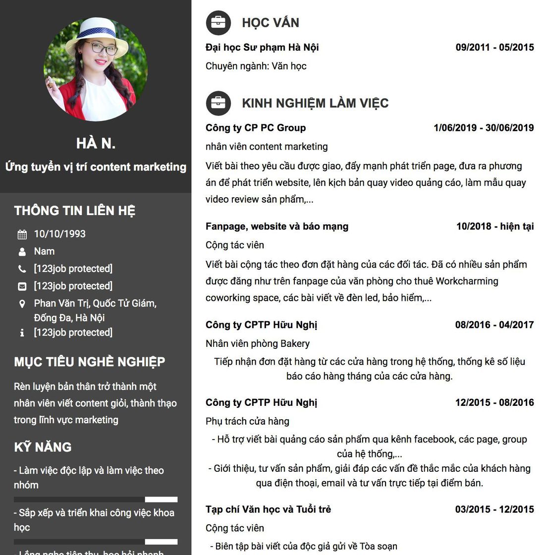 Gợi ý cách viết Mẫu CV tham khảo Ứng tuyển vị trí content marketing 