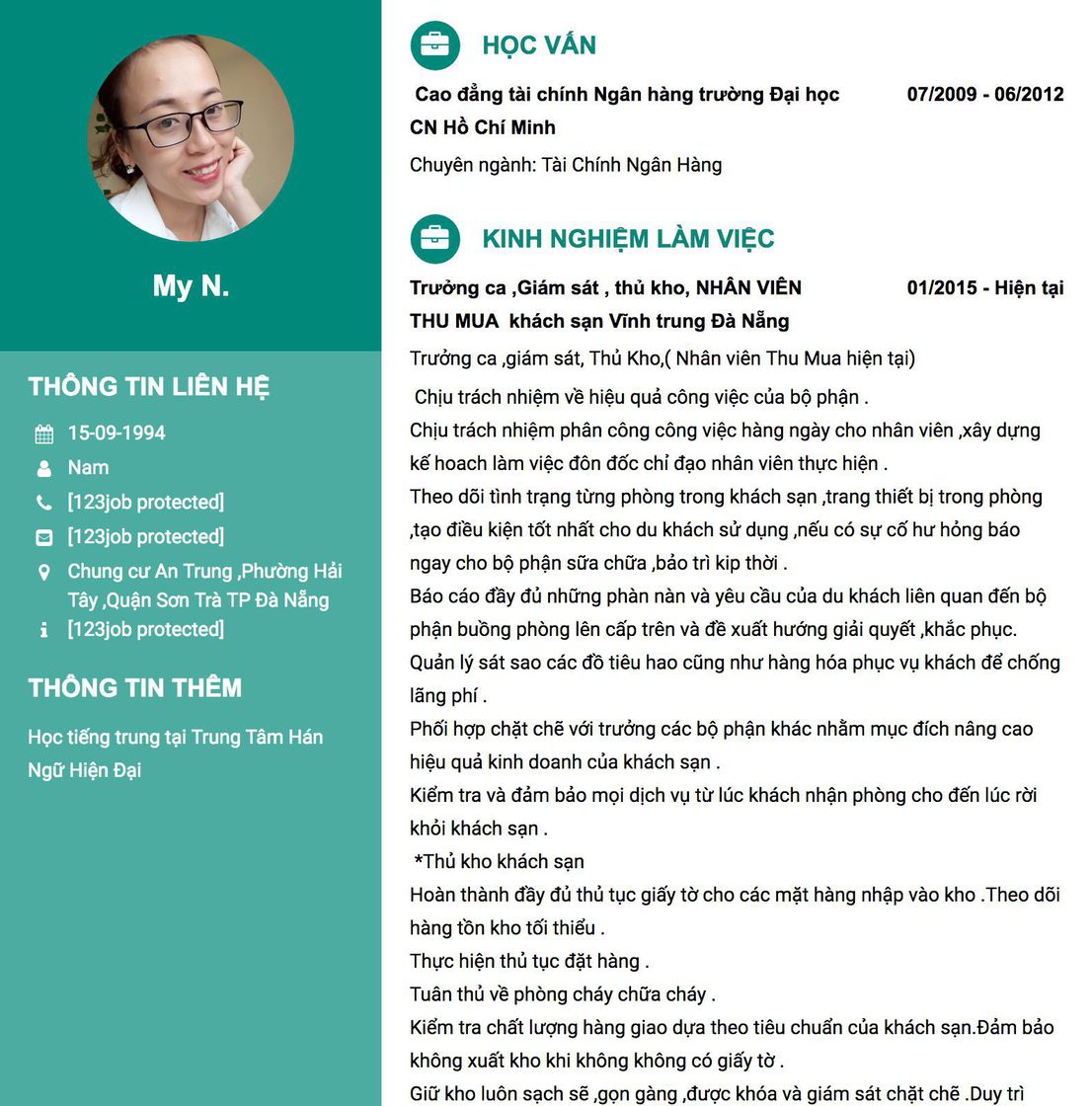 Gợi ý cách viết Mẫu CV tham khảo Trưởng ca ,giám sát, Thủ Kho,( Nhân viên Thu Mua hiện tại)